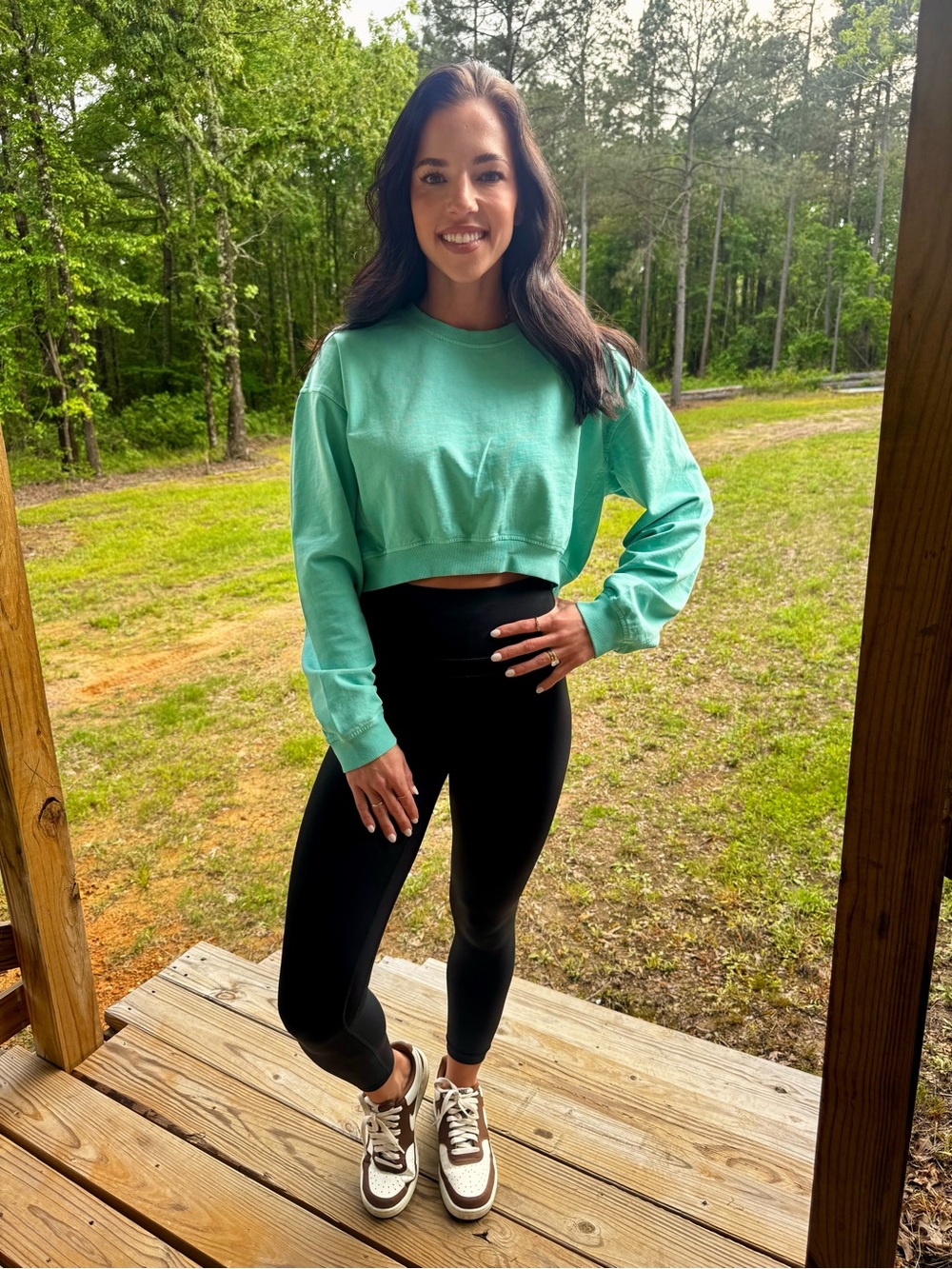 Double Zero Mint Green Cropped Sweatshirt
